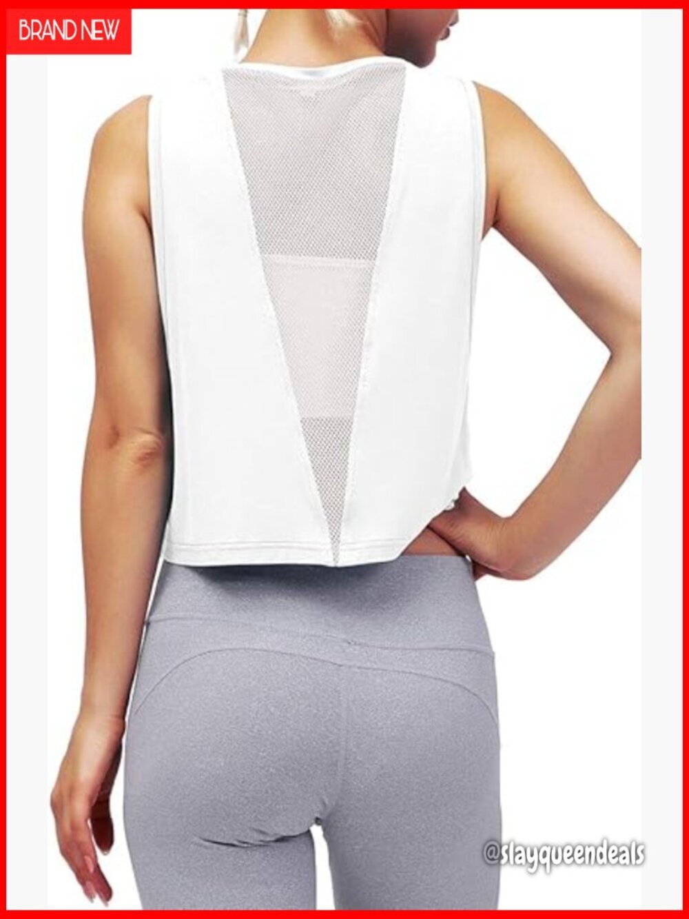 Mesh Back Crop Tank Top Loose Fit Workout Gym Running Activewear